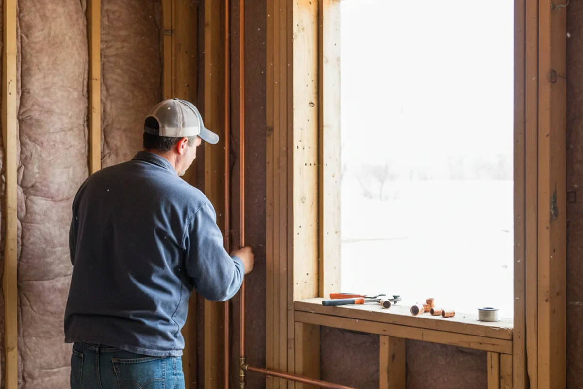 Licensed plumber running new copper supply lines in a Burkburnett home