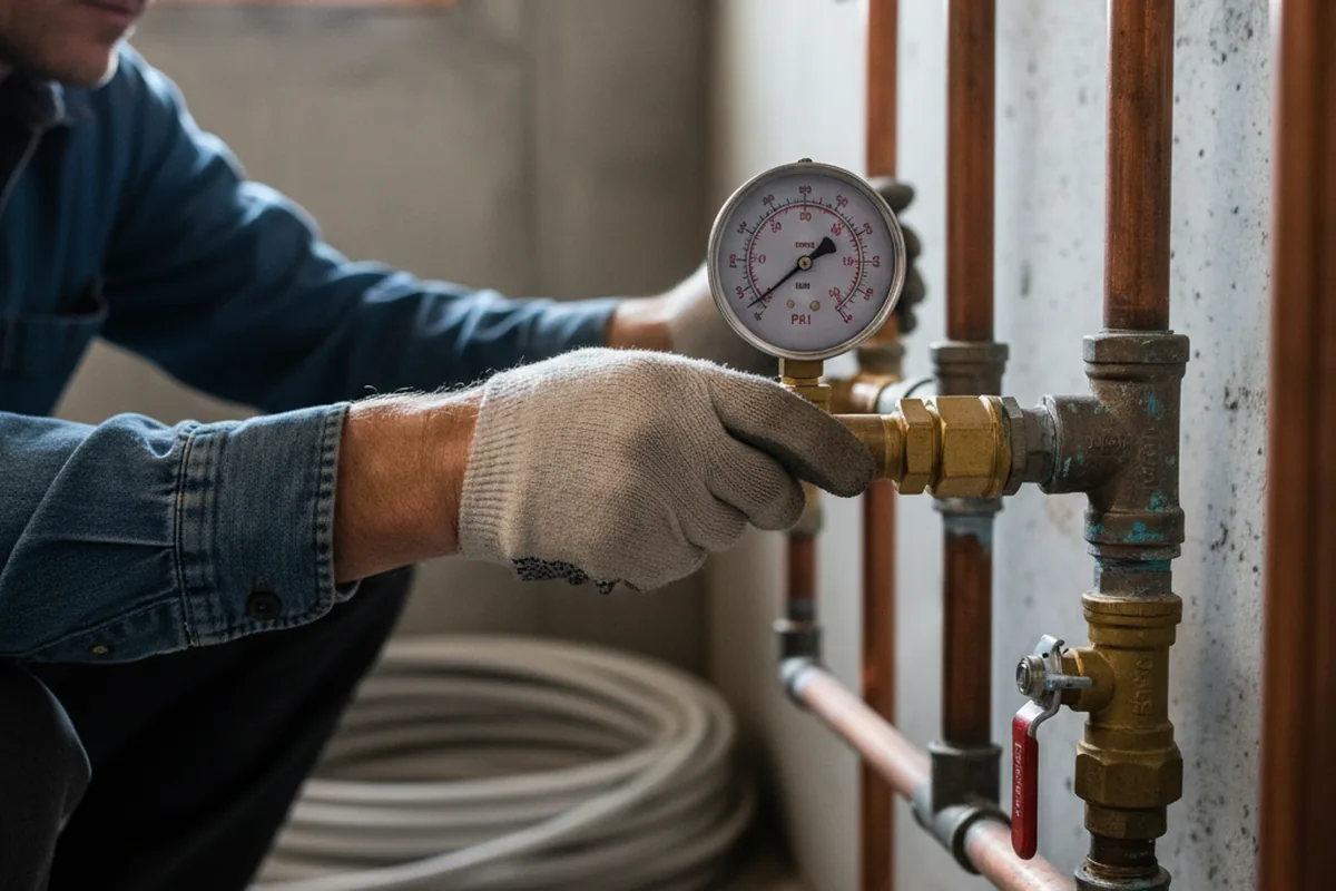 Pressure testing a repaired line during Water Line Repair in Burkburnett